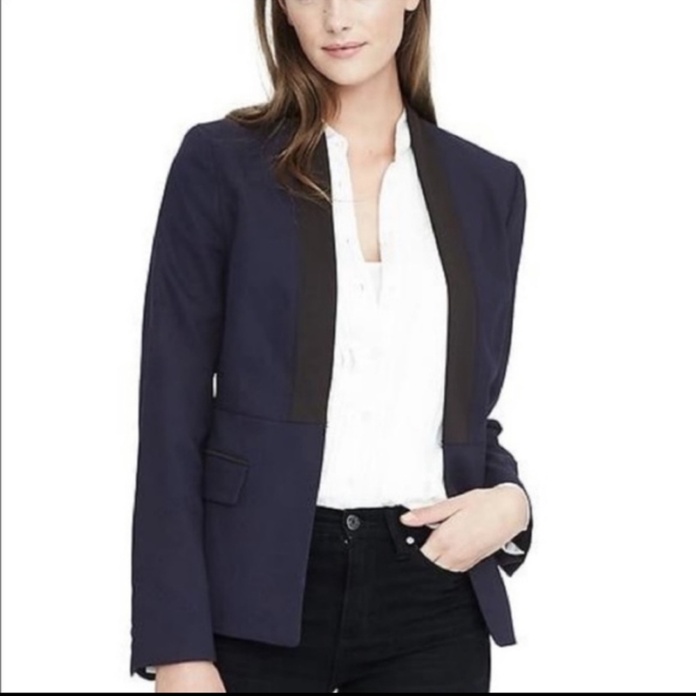 Banana Republic Navy and Black Tuxedo Blazer
